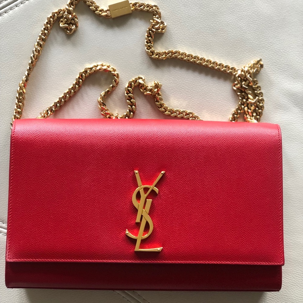 Authentic YSL red monogram shoulder bagsize medium